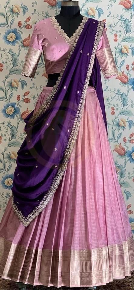 Pink Blouses, Pink Blouse Designs, Purple Lehenga, Lehenga Saree Design, Simple Lehenga, Half Saree Lehenga, Long Gown Design, Wedding Lehenga Designs, Lehenga Designs Simple