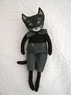 Cat Dolls, Sew Crafts, Cat Stuffed Animal, Tuxedo Cats, Homemade Cat, Folk Art Dolls, Black Cat Art, Little Cat, A Black Cat