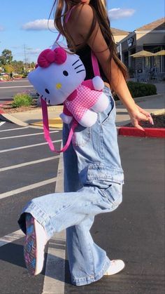 Hello Kitty Bag Outfit, Hello Kitty Bag Aesthetic, Hello Kitty Birthday Outfit, Hello Kitty Outfit Aesthetic, Backpack Hello Kitty, Fem Style, Hello Kitty Backpack, Kitty Backpack, Hello Kitty Purse