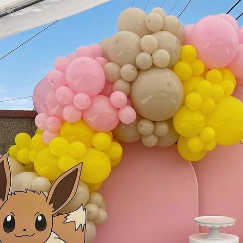 Casa De Globo ✨ on Instagram: "Pokémon but make it girly✨ • • • #pokemonparty #pokemonpartyideas #pikachu #eevee #pokemongirl #balloons #balloongarland #balloonbackdrop #partyrentals #balloondecoration #birthdayparty #birthdayballoons #birthdaypartyideas #personalizedballoons" Eevee Birthday Party Ideas, Pokemon Party Decorations, Pokémon Birthday, Pokémon Party, Hello Kitty Birthday Party, Pokemon Birthday Party, Third Birthday Party, Personalized Balloons, Pokemon Party