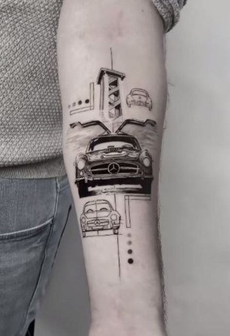 Mercedes Tattoo Ideas, Mercedes Benz Tattoo, Mercedes Tattoo, Benz Tattoo, Tattoo Car, Ancient Tattoo, Car Tattoos, Kid Friendly Travel Destinations, Tattoo Designs And Meanings