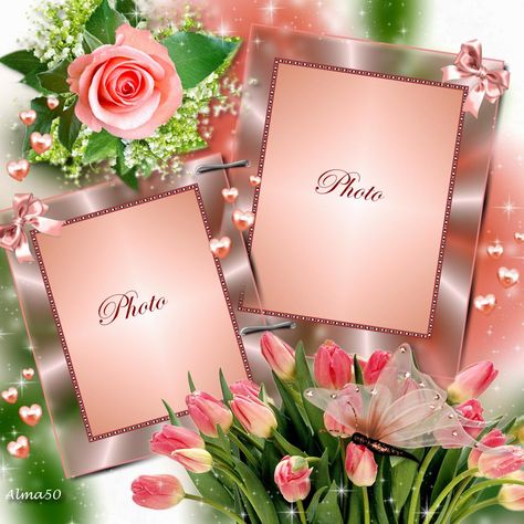 Double Frame #Alma50 #showSomeLove 2012 April, Edit Photo Frame, Romantic Frame, Birthday Card With Name, Double Photo Frame, Foto Frame, Pictures Frames, Flower Frames, Custom Ring Box