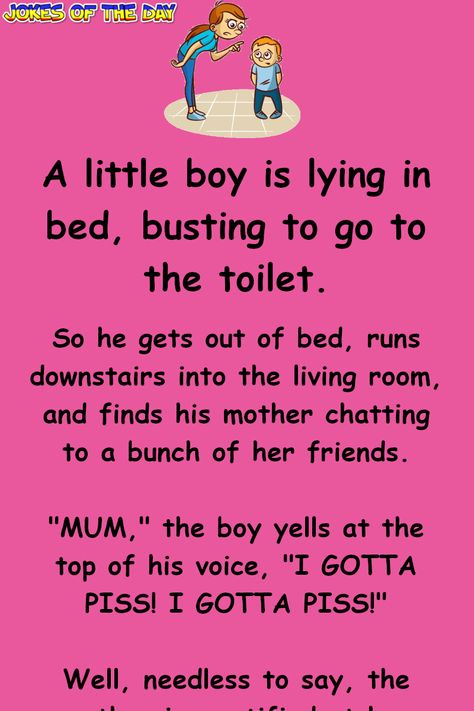 Parenting Joke:  Mummy is embarrassed by her sons choice of words, so tells him this Parenting Jokes, Lying In Bed, Indian Funny, Funny Long Jokes, Clean Jokes, Long Jokes, His Voice, Kids Bedrooms, Jokes And Riddles