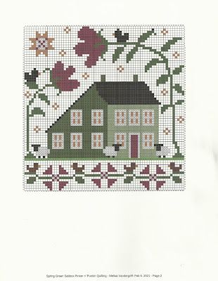 Pinker n Punkin Quilting & Stitching: Spring Green Saltbox Freebie Cross Stitch Sampler Patterns, Cross Stitch House, Cross Stitch Freebies, Crochet Cross, Cross Stitch Samplers, Cross Stitch Patterns Christmas, Cross Stitch Patterns Free, Free Cross Stitch, A Cross