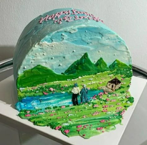 Studio Ghibli Pictures, Ghibli Cake, Ghibli Pictures, Aesthetic Elf, Studio Ghibli Party, Castle Birthday Party, Castle Birthday Cakes, Anime Cake, Howl And Sophie