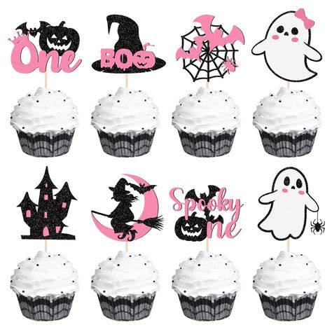 PRICES MAY VARY. What You Will Receive: You will get a set of Halloween boo themed cupcake decorations set, the set includes 24 pieces of Halloween cake inserts. Inspired by classic Halloween elements, these inserts come in a variety of fun shapes and can easily add a touch of holiday magic and surprise to your cupcakes, adding unlimited fun and creativity to your Halloween celebrations. No Assembly Required: The Halloween boo cupcake decorating kit comes pre-assembled for you, and when you open Ghost Theme Party, First Birthday Decorations Girl, Spooky One Birthday, Ghost Theme, Cute Bats, Spooky One, First Birthday Cupcakes, Halloween Elements, Cupcake Decorations