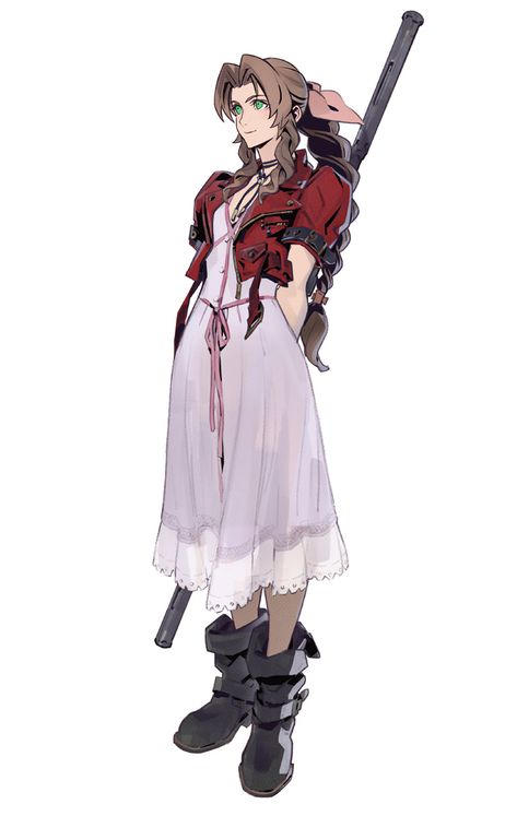 Aerith Gainsborough Artwork - Final Fantasy VII: Ever Crisis Art Gallery Tetsuya Nomura Character Design, Aerith Gainsborough Cosplay, Aerith Outfit, Final Fantasy Vii Fanart, Aerith Fanart, Ff7 Fanart, Aerith Ff7, Keyblade Design, Ever Crisis