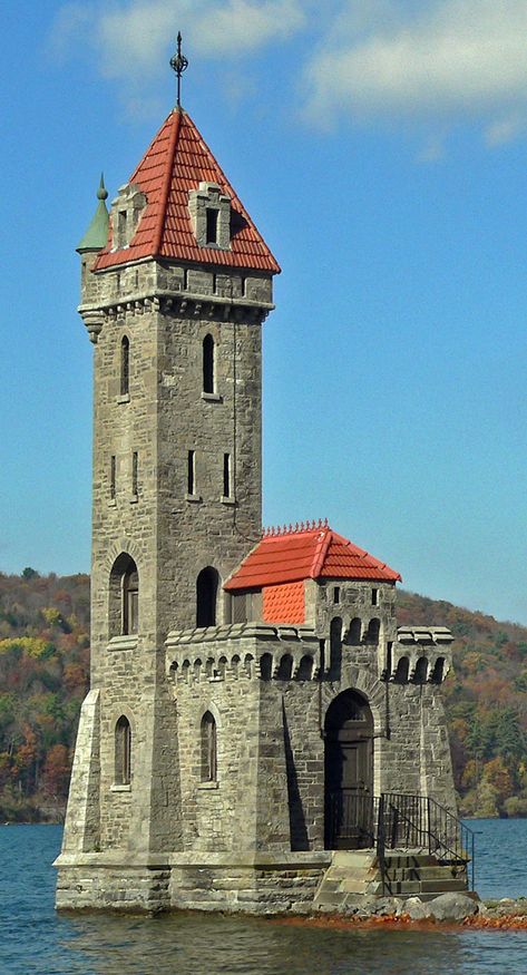 Castle Style House, House With Tower, Gothic Tower, Tower Castle, Small Castle, Cooperstown Ny, Small Castles, Stone Tower, Chateau Medieval