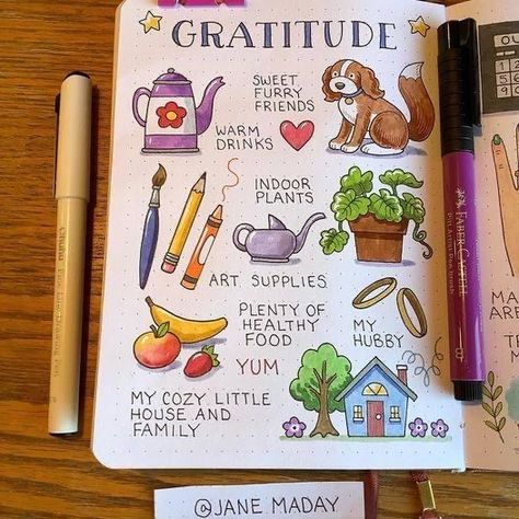 Gratitude Journal Drawings, Gratitude Drawing Ideas, Gratitude Drawing Art, Gratitude Doodle, Gratitude Drawing, Jane Maday, Positivity Journal, Collage Craft, Doodle Diary