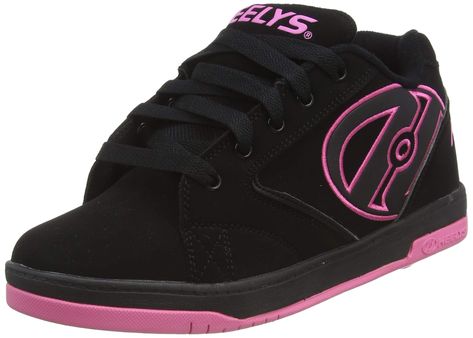 PRICES MAY VARY. Removable wheel Smooth toe classic silhouette Heelies Shoes, Heelys Roller Shoes, Roller Shoes, Roller Skate Shoes, Men In Heels, Casual Dress Shoes, Black Hot Pink, Skate Shoe, Shoe Black