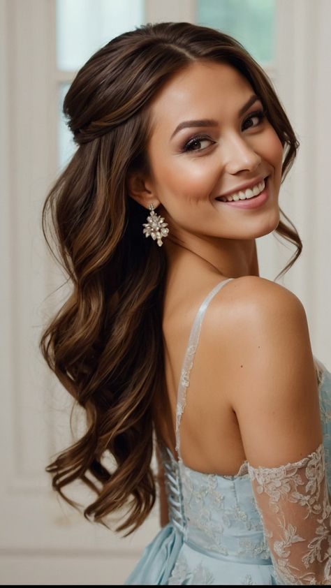 Discover stunning half up half down bridesmaid hairstyles in this comprehensive guide From simple half up half down to elegant medium length curly styles we've got you covered with easy all-simple options Explore braided full short and long hair variations for a perfect bridesmaid look Maid Of Honor Hairstyles, Bridesmaid Hairstyle Ideas, Bridesmaid Hairstyle, Bridesmaid Look, Edgars Haircut, Curly Styles, Bridal Braids, Bridal Hair Inspiration, Let Your Hair Down