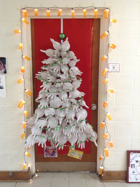 My Health Office Christmas Door 2014. I won 1st prize again this year! #christmas #nurse #healthoffice #schoolnurse Unique Christmas Door Decorations, Nurse Door Decorations, Nurse Clinic, Hospital Decoration, School Clinic, Nurse Cake, Diy Christmas Door Decorations, Door Decorations Classroom Christmas, Holiday Door Decorations