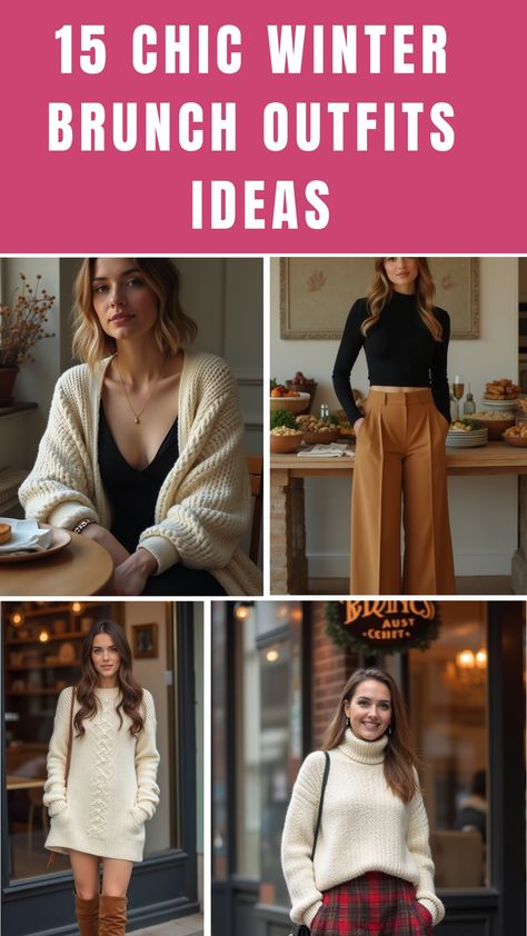 15 Chic Winter Brunch Outfits Ideas Outfits To Eat Out, Brunch Pants Outfit, Saturday Breakfast Outfit Casual, Quiet Luxury Brunch Outfit, Brunch Outfit For Fall, Relaxed Brunch Outfit, City Brunch Outfit Winter, Office Brunch Outfit, Brunch Attire Fall