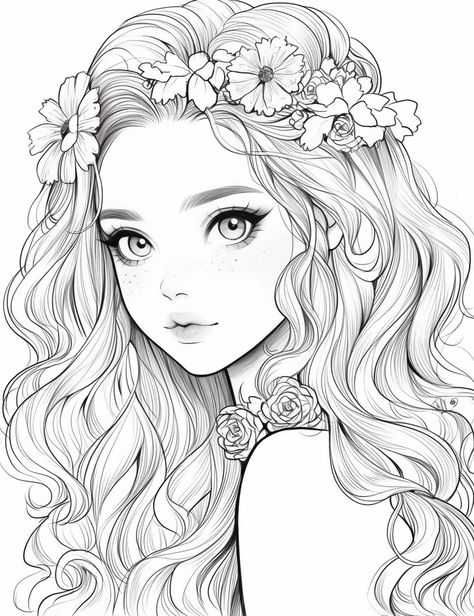 People Coloring Pages, Manga Coloring Book, Color Drawing Art, Detailed Coloring Pages, Fairy Coloring Pages, Fairy Coloring, Easy Coloring Pages, Coloring Pages For Girls, Grayscale Coloring