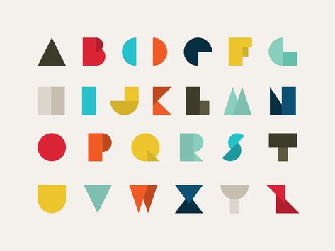 Geometric Alphabet by Dan Rigby Geometric Alphabet Typography, Typography Geometric, Geometric Logotype, Geometric Letters, Geometric Typography, Geometric Alphabet, Plane Geometry, Geometric Font, Geometric Shapes Design