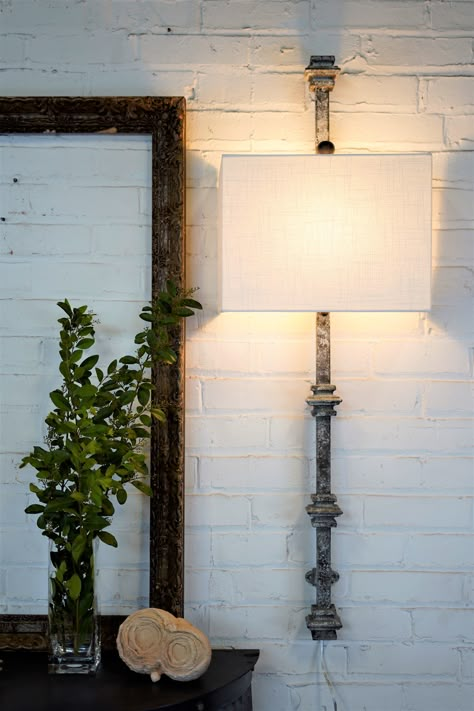 "Click below for more Wall Sconce options https://www.etsy.com/shop/FerroDesignsLLC?section_id=29492267 We handcraft our Square Collar Wall Sconce in our own workshop in Middle Tennessee from authentic cast iron and steel. Our unique hand applied textural finish replicates a time worn vintage architectural element and adds so much charm. Topped with a beautiful natural linen lamp shade to gently diffuse light in your space. You will appreciate the robust weight, feel, and appearance of our light Sconces Dining Room Wall, Shabby Chic Wall, Wall Lamps Diy, Sconces Living Room, French Country Wall Decor, Antique Light Fixtures, Country Lamps, Country Wall Decor, Farmhouse Wall Sconces