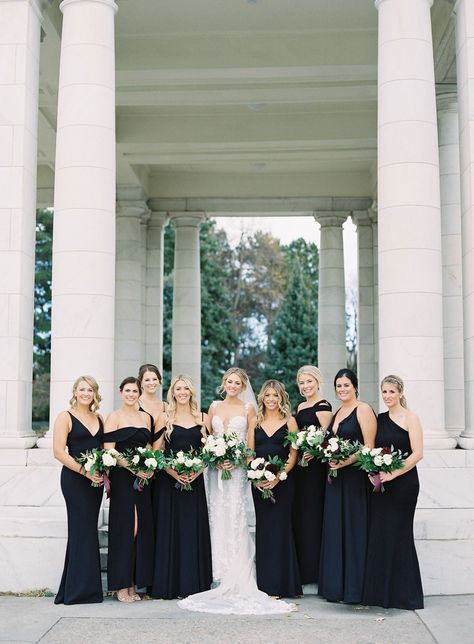 Black Bridesmaid Dress Mismatched, Black Gowns, Black And White Wedding Theme, Summer Bridesmaid Dresses, Black Bridesmaid, White Wedding Theme, King Photography, Black Bridesmaids, January 2025