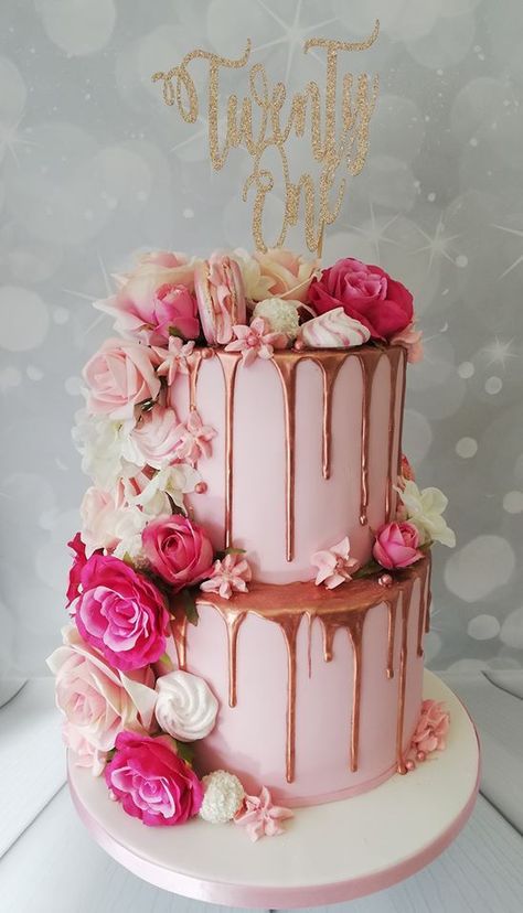 2 Tier Simple Cake Designs Birthday, Rose Gold Two Tier Cake, 30th Birthday Cake 2 Tier, 30th Birthday Cake Two Tier, Elegant Drip Cake For Women, 30th Birthday Ideas For Women Rose Gold, 2tier Birthday Cake For Women, Rose Gold 60th Birthday Cake, 60th Birthday Cake 2 Tier