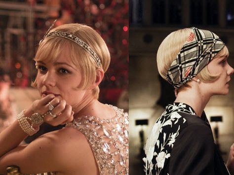 Carey Mulligan as Daisy Buchannan with a 1920s pixie bob hairstyle in the 2013 remake of The Great Gatsby. #shorthairstyles #vintage #flapper Wedding Hairstyles Vintage, Great Gatsby Party Outfit, Roaring 20s Hairstyles, Great Gatsby Hairstyles, Look Gatsby, Hairstyles Vintage, Flapper Girls, Vintage Makeup Looks, Flapper Hair