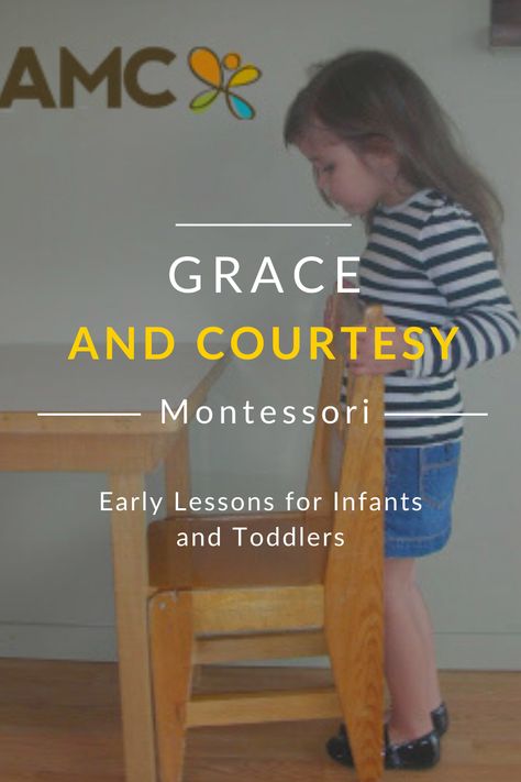 In Montessori, lessons in grace and courtesy start in the early years. Children learn how to greet others and show politeness and good personal habits. Learn more about grace and courtesy in the Montessori environment. #Montessori #preschool Montessori Themes Preschool, Grace And Courtesy Lessons Montessori, Lessons For Preschoolers, Kindergarten Classroom Rules, Grace And Courtesy, Montessori Daycare, Homeschool Toddler, Montessori Philosophy, Montessori Shelves