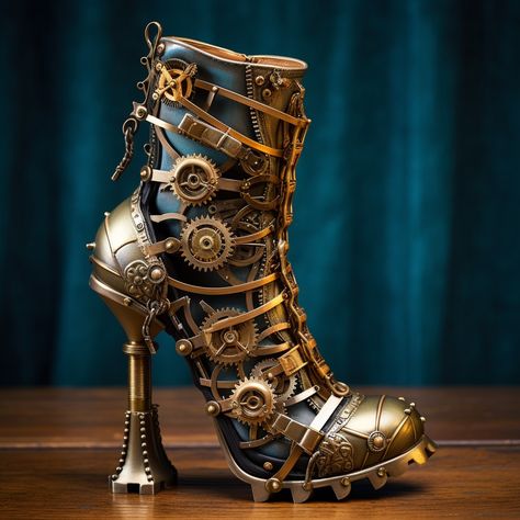 AI Art on canvas, notebooks, tumblers a d more. Steampunk Shoes Diy, Steam Punk Shoes, Steampunk Heels, Punk Lifestyle, Robecca Steam, Steampunk Shoes, Steampunk Boots, Steampunk Ideas, Leather Outfits Women