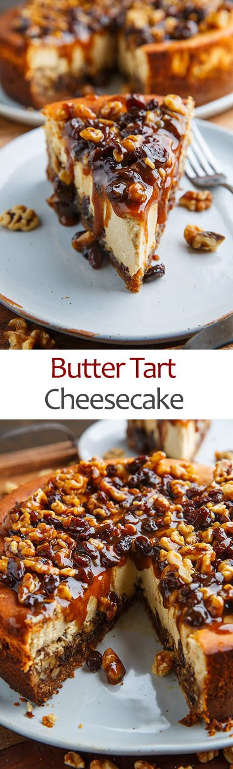 Butter Tart Cheesecake Buttertart Cheesecake, Butter Tart Cheesecake, Butter Tart Cheesecake Recipe, Creme Brulee Desserts, Baking Soda And Lemon, Yummy Cheesecake, Cheesecake Cake, Butter Tarts, Oreo Dessert