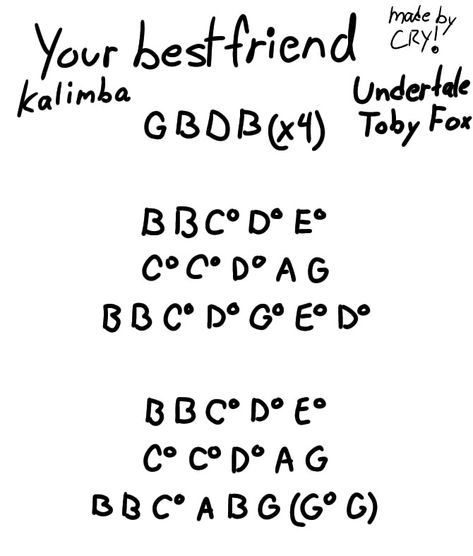 Undertale Music Notes Undertale Kalimba, Best Friend Notes, Friend Notes, Kalimba Songs, Recorder Notes, Drawing Chibi, Sky Cotl, Toby Fox, Treble Clef