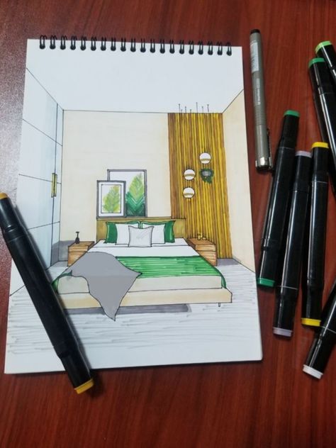 Marker rendering Bedroom Rendering, Marker Rendering, Study Room Design, Interior Design Sketches, Baby Shoot, Bedroom Interior Design, Study Room, Design Sketch, Interior Design Bedroom