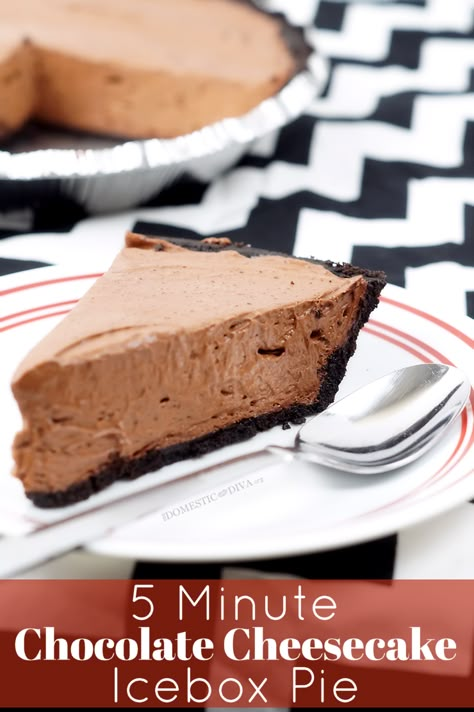 Instant Pudding Pie Filling, Chocolate Refrigerator Pie, Recipes With Instant Chocolate Pudding, Chocolate Freezer Pie, Chocolate Cream Cheese Pie No Bake, Chocolate Instant Pudding Desserts, Instant Pudding Cheesecake, Chocolate Ice Box Pie, Cheesecake Pudding Pie