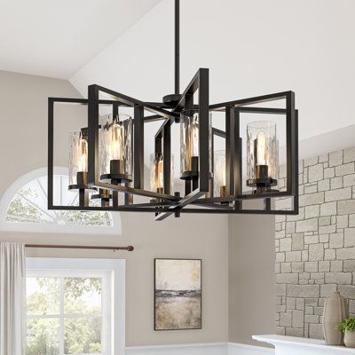 Craftsman Chandelier, Entryway Light Fixtures, Industrial Lights, Filament Lamp, 8 Light Chandelier, Transitional Chandelier, Rustic Light Fixtures, Chandelier Black, Transitional Chandeliers