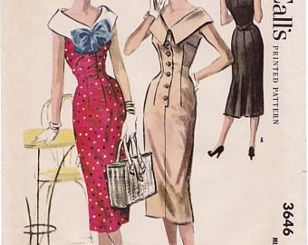 Vintage 1950s McCalls 3646 Sewing Pattern, Misses' Sheath Dress Button Front Fitted Waist Sleeveless, Size 14, Bust 32, Cut 50s Pencil Dress, After 5 Dresses, Mccalls Patterns Dress, Patron Vintage, 1950 Fashion, Vintage Dress Patterns, Fashion 1950s, Dress Making Patterns, 1950s Style