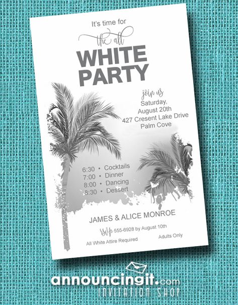 Hula Dancer Summer Cocktail Recipe All White Pool Party, White Party Invitations Ideas, All White Beach Party, All White Party Invitations, White Party Invitations, All White Party Invite, White Party Aesthetic Beach, White Party Aesthetic, Beach Party Invite