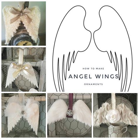 Diy Memorial Ornaments How To Make, Angel Wings Christmas Ornament, Fabric Christmas Angels Diy, Memorial Angel Ornaments Diy, Angel Wings Ornament Diy, Diy Angel Wing Ornaments, Diy Memorial Christmas Ornaments, Angel Wing Ornaments Diy, Angel Wing Ornaments Diy Dollar Tree