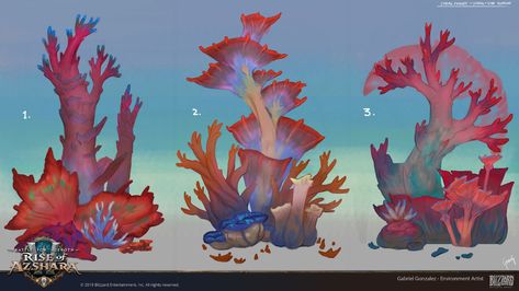 ArtStation - Rise of Azshara - Nazjatar: Coral Forest Biome, Gabe Gonzalez Coral Reef Concept Art, Coral Forest, Forest Biome, Alien Plants, Alien Concept Art, Game Concept Art, Most Satisfying, The Zone, Alien Art