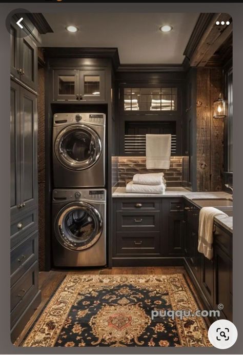 Washer And Dryer Aesthetic, Dark Laundry Room, Big Laundry Room, Laundry Room Closet Ideas, Room Closet Ideas, Laundry Quotes, Laundry Room Decor Ideas, Pantry Laundry Room, Laundry Room Wallpaper