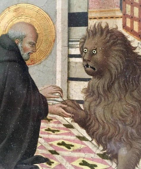 Funny Medieval, Medieval Memes, Art History Memes, Pet Lion, Historical Humor, Funny Art History, Classical Art Memes, Medieval Artwork, St Jerome