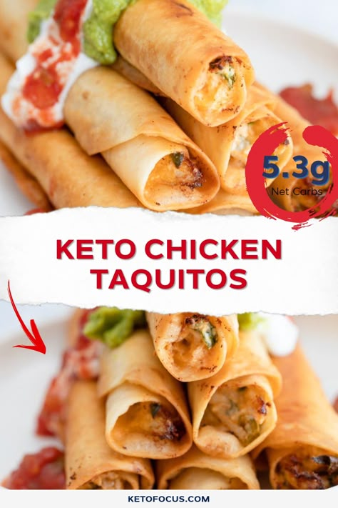 Keto Chicken Taquitos - Low Carb Flautas Read in Minutes! - Ketofocus Easy Chicken Leg Recipes, Dinner Ideas Easy Chicken, Dinner Recipes Air Fryer, Meatballs Chicken, 20 Pounds In A Month, Low Sugar Diet Recipes, Dinner Recipes Healthy Low Carb, Recipes Air Fryer, Chicken Leg Recipes