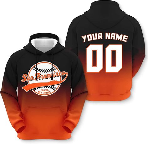 Amazon.com: Kcivooh San Francisco Hoodie Custom baseball Sweatshirt Personalized Sweatshirt Design Any Name Number for Baseball fans : Sports & Outdoors Baseball Hoodie Design, Basketball Jersey Outfit, Baseball Sweatshirts, Baseball Hoodie, Jersey Outfit, Baseball Glove, Baseball Fan, Branded Sweatshirts, Baseball Team