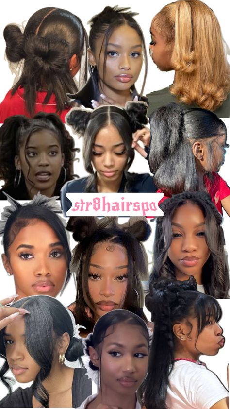 straight hair black girl natural hairstyles cute relaxed hair Natural Relaxed Hairstyles, Happy Charms, Relaxed Hairstyles, Girl Heaven, Natural Straight Hair, Straight Natural, Hairstyles Cute, Girls Natural Hairstyles, Hairdos For Curly Hair