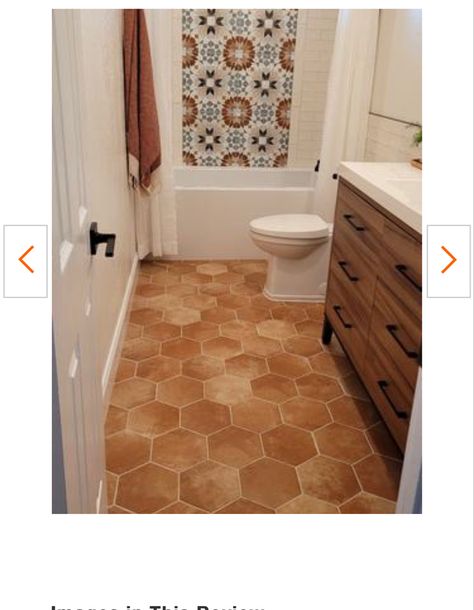 Saltillo Tile Bathroom, Hexagon Floor, Saltillo Tile, Laundry Room Flooring, Bathroom Fireplace, Reclaimed Brick, Porcelain Wall Tile, Merola Tile, Porcelain Mosaic Tile