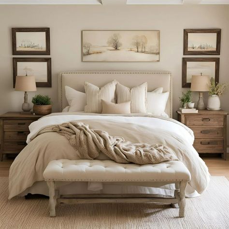 11 Cozy Beige Bedding Bedroom Ideas for a Stylish Makeover Beige And Pink Bedroom Ideas, Beige Bed Frame Bedroom Ideas, Cream Headboard Bedroom, Cream Headboard Bedroom Ideas, Beige Bedding Bedroom, Beige Bedding Ideas, Beige Bed Frame, Beige Bedding, Dark Bedding