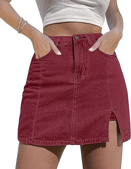 Skorts Skirts For Women, Stretchy Jean Shorts, High Waisted Jean, Viva Magenta, Y2k Pants, Y2k Clothing, Shorts Womens, High Waisted Jean Shorts, Jeans For Short Women