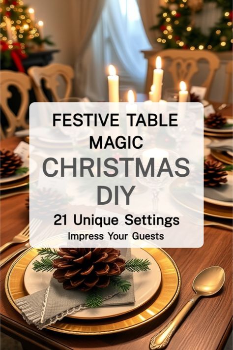 Christmas Table Settings Gifts At Place Setting, Place Cards For Christmas Table, Table Setting Ideas For Christmas, Christmas Placecards Ideas, Christmas Place Card Ideas, Square Table Christmas Decor, Round Table Christmas Setting, Simple Christmas Table Decorations Diy, Christmas Place Settings Diy