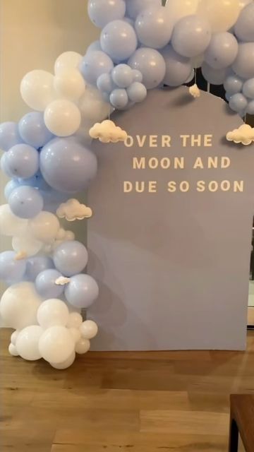 Darby Ball Cerbo on Instagram: "DIY baby shower decor!! 😇🧸🍼🌙 including the sign/photo backdrop I made out of wall insulation! #babyshower #babyshowerideas #overthemoonbabyshower #diyproject #photobackdrop #boybabyshower #diy" Baby Shower Backdrop Ideas Boys, Baby Shower Backdrop Diy, Baby Shower Photo Backdrop, Photo Backdrop Stand, Diy Photo Backdrop, Baby Shower Photo Booth, Simple Baby Shower, Baby Shower Photos, Baby Shower Backdrop