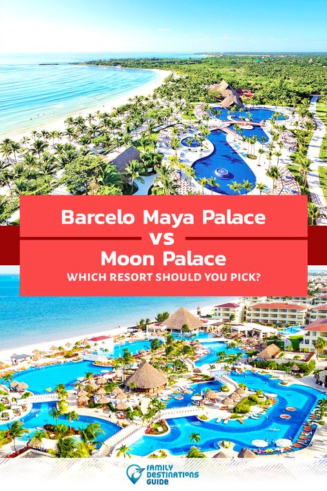 Thinking about a family vacation and unsure whether to stay at the Barcelo Maya Palace in the Mayan Riviera or the Moon Palace in Cancun? We’re FamilyDestinationsGuide and we’re here to help. In this head-to-head review, Barcelo Maya Palace vs Moon Palace, you’ll discover exactly which resort is best for you and your family - so you get memories that last a lifetime! #barcelomayapalace #moonpalace #familyvacation #mayanrivieraresorts #cancunresorts Barcelo Palace Riviera Maya, Barcelo Maya Beach Resort, Barcelo Maya Riviera, Barcelo Maya Tropical Resort, Riveria Maya Mexico, Barcelo Maya Beach, Barcelo Maya Palace, Moon Palace Cancun, Best Family Resorts