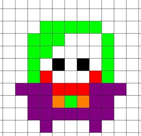 Super small joker design for kids or if you're running on limited beads/space Very Small Pixel Art, Pixel Art Easy Small Cute, Pixel Art Small Easy, Small Pixel Art Ideas, Joker Design, Scrapbook Examples, Pixel Beads, Easy Perler Beads Ideas, Tiny Cross Stitch