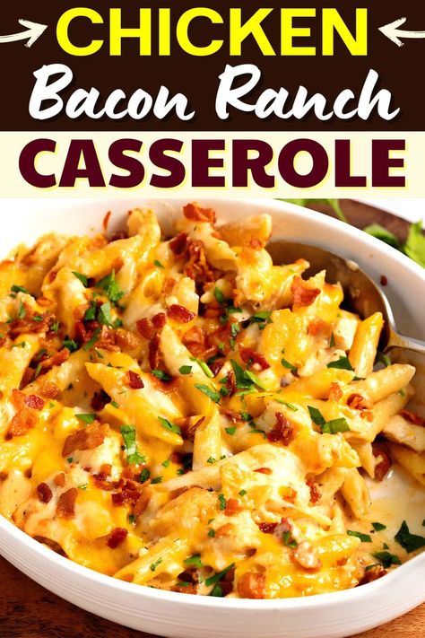 If you want something creamy and flavorful, this chicken bacon ranch casserole is for you! It's jam-packed with cheesy goodness and tender chicken. Yum! Bacon Ranch Casserole, Best Chicken Casserole, Ranch Casserole, Comfort Box, Chicken Bacon Ranch Casserole, Chicken Casseroles, Chicken Ranch, Chicken With Italian Seasoning, Homemade Alfredo Sauce