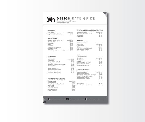 Professional Brief Form & Rate Card by YHD on Behance Graphic Design Rate Card, Rate Card Design Template, Rate Card Design, Ghost Kitchen, Rate Card, Logo Design Love, Sheet Design, Freelance Marketing, List Design