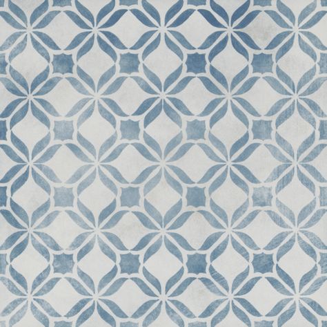 Blue Pattern Floor Tile, Laundry Room Tile Floor, Blue Herringbone Tile, Blue Tile Floor, Neutral Backsplash, Patterned Tile Backsplash, Little Cabin In The Woods, Girl Bathrooms, Bath Makeover