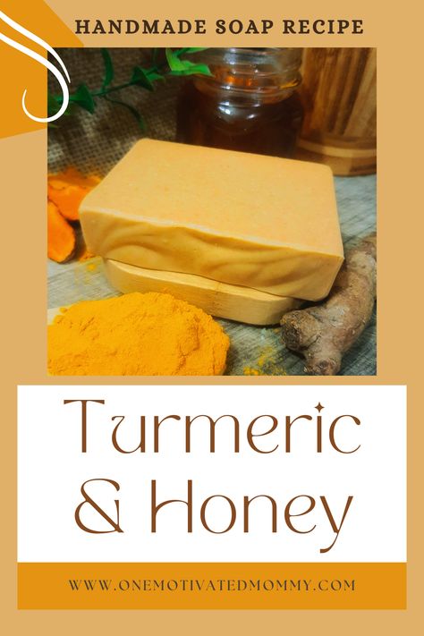 Turmeric and Honey Homemade Soap Recipe Turmeric Soap Recipe Cold Process, How To Make Turmeric Soap, Turmeric Soap Recipe, Face Soap Recipe, Honey Soap Diy, Honey Cold Process Soap, Homemade Soap Recipe, Honey Soap Recipe, Bee Blessed